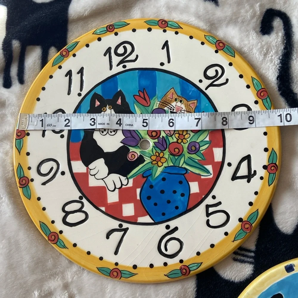 Playful Black Cats and flowers and a Gardening Pail ceramic